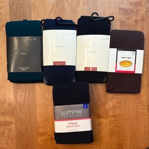 Bundle of NWT Tights Large - Talbots and Yummie - Green, Navy,Black and Brown
